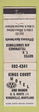 Matchbook Cover - Kings Court Motel Kingsville MD WORN