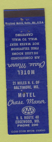 Matchbook Cover - Hotel Chase Manor Edgewood MD low phone # WEAR