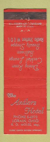 Matchbook Cover - Antlers Hotel Lorain OH WEAR