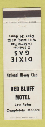 Matchbook Cover - Red Bluff Motel Williams AZ Dixie oil gas