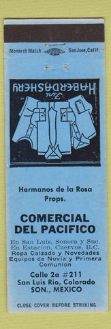 Matchbook Cover - Comercial Del Pacific San Luis Rio Colorado Mexico