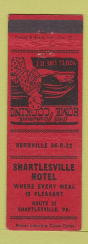 Matchbook Cover - Shartlesville Hotel PA