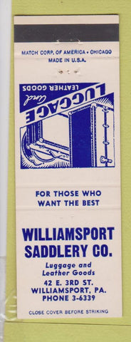Matchbook Cover - Williamsport Saddlery PA Luggage Leather Goods