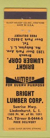 Matchbook Cover - Bright Lumber Corp Lindenhurst LI NY North Babylon
