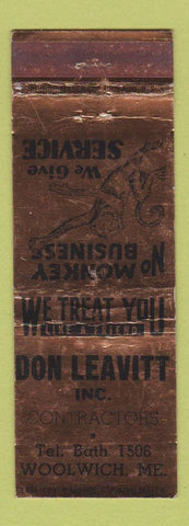 Matchbook Cover - Don Leavitt Contractors Woolwich ME WEAR