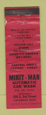 Matchbook Cover - Minit Man Car Wash Columbus OH WEAR