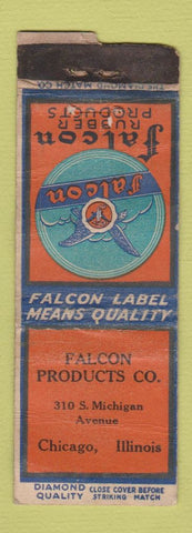 Matchbook Cover - Falcon Rubber Products Chicago IL DQ POOR STRIKER WORN