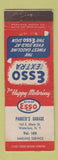 Matchbook Cover - Parker's Garage Esso oil gas Waterloo NY low phone # WEAR