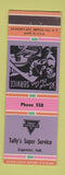 Matchbook Cover - Tully's Conoco oil gas Ligonier IN low phone # 2 PURPLE PINK