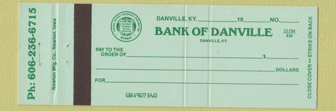 Matchbook Cover - Bank of Danville KY Full Length