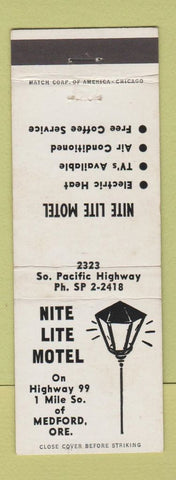 Matchbook Cover - Nite Lite Motel Medford OR