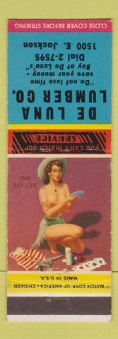 Matchbook Cover - De Luna Lumber pinup Brownsville TX