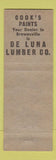 Matchbook Cover - De Luna Lumber pinup Brownsville TX