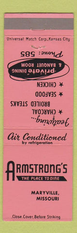 Matchbook Cover - Armstrong's Restaurant Maryville MO