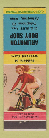 Matchbook Cover - Arlington Body Shop Arlington MN pinup low phone #