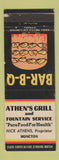 Matchbook Cover - Athen's Grill Moncton NB BBQ WEAR
