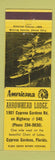 Matchbook Cover - Arrowhead Lodge Cypress Gardens FL girlie Perkins Americana