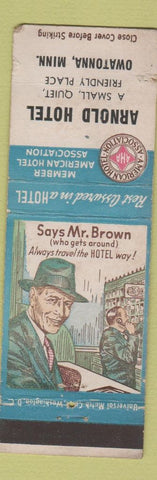 Matchbook Cover - Arnold Hotel Owatonna MN WORN