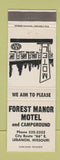 Matchbook Cover - Forest Manor Motel Camping Lebanon MO