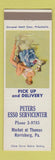 Matchbook Cover - Peters Esso oil gas Harrisburg PA pinup