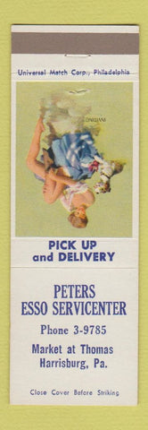 Matchbook Cover - Peters Esso oil gas Harrisburg PA pinup