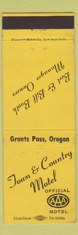 Matchbook Cover - Town and Country Motel Grants Pass OR WEAR