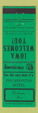 Matchbook Cover - Pocahontas Hotel IA Perkins Americana GREEN