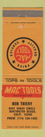 Matchbook Cover - Mac Tools Bob Thiery Huntington Beach CA