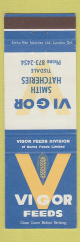 Matchbook Cover - Vigor Feeds Smith Hatcheries Tisdale SK