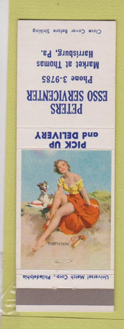 Matchbook Cover - Peters Esso oil gas Harrisburg PA pinup