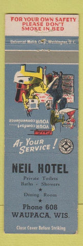 Matchbook Cover - Neil Hotel Waupaca WI low phone #