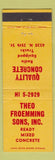 Matchbook Cover - Theo Froemming Ready Mix Concrete Milwaukee? WEAR