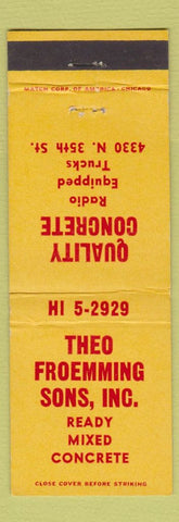 Matchbook Cover - Theo Froemming Ready Mix Concrete Milwaukee? WEAR