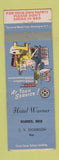 Matchbook Cover - Hotel Warner Warren OH