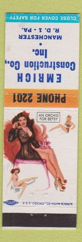 Matchbook Cover - Emrich Construction Manchester PA pinup low phone # WEAR