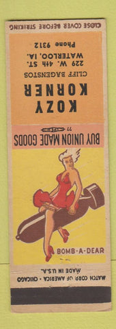 Matchbook Cover - Kozy Korner Waterloo IA pinup