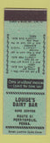 Matchbook Cover - Louise's Dairy Bar Perryopolis PA