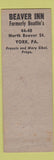 Matchbook Cover - Beaver Inn York PA pinup