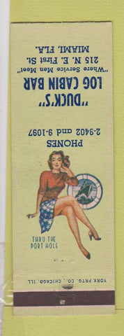 Matchbook Cover - Duck's Log Cabin Bar Miami FL pinup