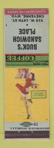 Matchbook Cover - Buck's Sandwich Place Cheyenne WY pinup WEAR