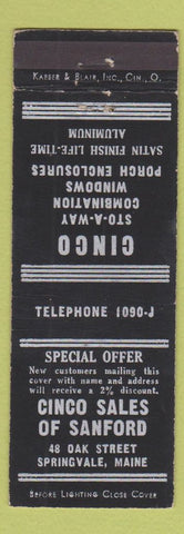 Matchbook Cover - Cinco Sales of Sanford Springvale ME