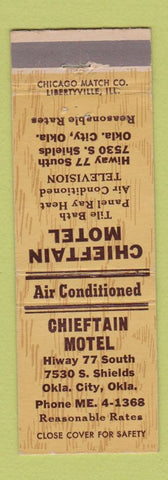 Matchbook Cover - Chieftain Motel Oklahoma City OK