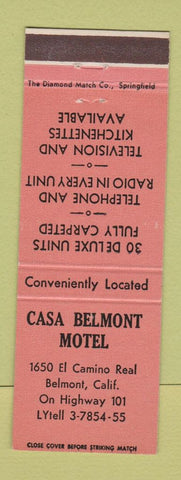Matchbook Cover - Casa Belmont Motel Belmont CA