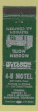 Matchbook Cover - 4U Motel Englewood Colorado WEAR