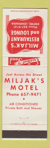 Matchbook Cover - Miljak's Restaurant Lounge Motel Empire LA