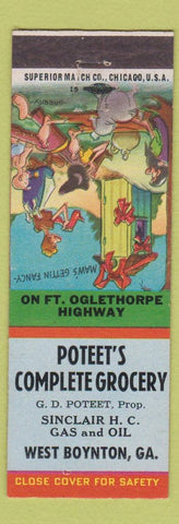 Matchbook Cover - Poteet's Sinclair oil gas grocery West Boynton GA hillbilly