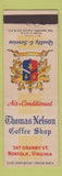 Matchbook Cover - Thomas Nelson Coffee Shop Norfolk VA