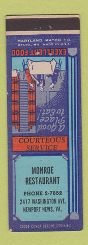 Matchbook Cover - Monroe Restaurant Newport News VA