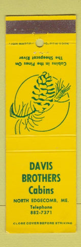 Matchbook Cover - Davis Brothers Cabins North Edgecomb ME