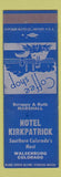 Matchbook Cover - Hotel Kirkpatrick Walsenburg Colorado